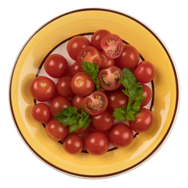 Frische Tomaten auf dem Teller. isoliert auf weißem Hintergrund. — Stockfoto