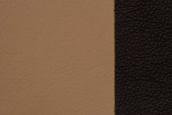 黒とベージュの天然皮革テクスチャのクローズ アップ. — ストック写真
