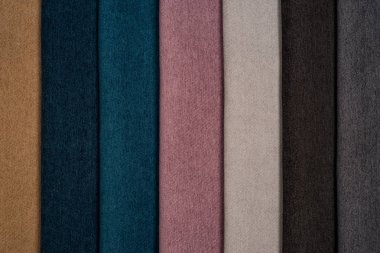 Döşemelik kumaş çeşitli renk örnekleri. Abstra