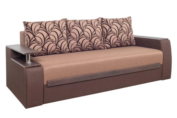 Canapé moderne brun isolé sur fond blanc — Photo