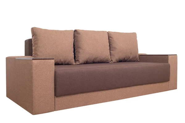 Mobília moderna marrom do sofá isolada no fundo branco . — Fotografia de Stock