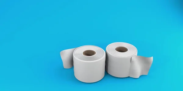 Toiletpapier op blauwe achtergrond 3d renderen — Stockfoto