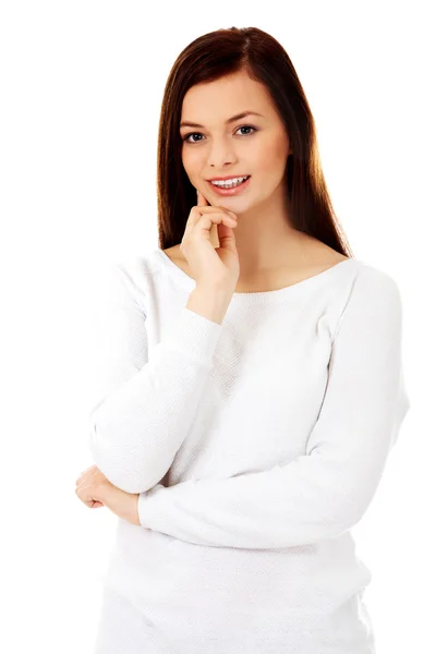 Smiling beautiful brunette young woman — Stock Photo, Image