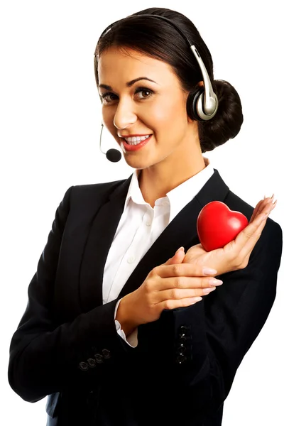 Call center vrouw met hart model — Stockfoto