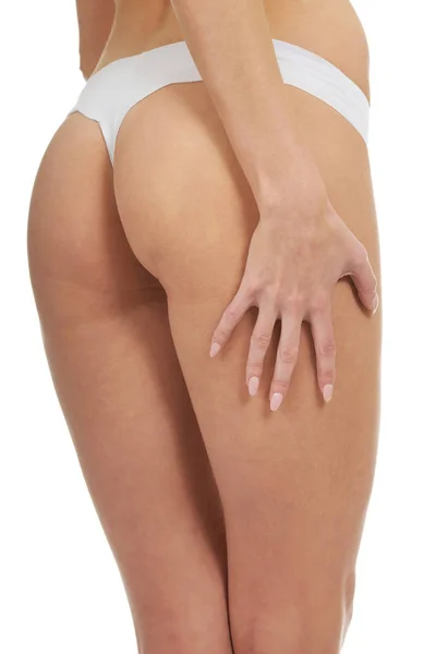 Sexy žena, které se dotýkají jejího stehna. — Stock fotografie