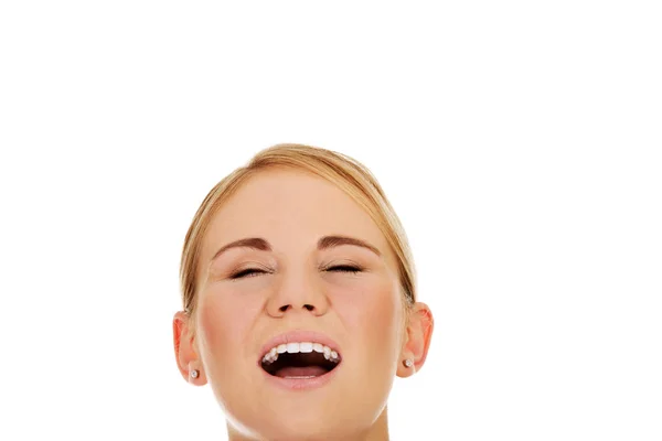 Stressed or angry young woman screaming — Stock Photo, Image