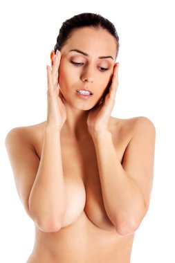 Mükemmel vücutlu, sağlıklı, çıplak bir kadın resmi..