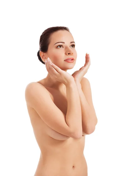 Σέξι ταιριάζει γυμνή γυναίκα με υγιές δέρμα καθαρό. — Φωτογραφία Αρχείου