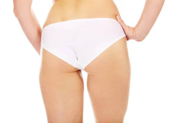 Sexy młoda kobieta dno w biały majtki — Zdjęcie stockowe