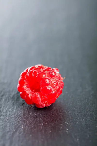 Jeden čerstvý šťavnatý mokré rapsberry — Stock fotografie
