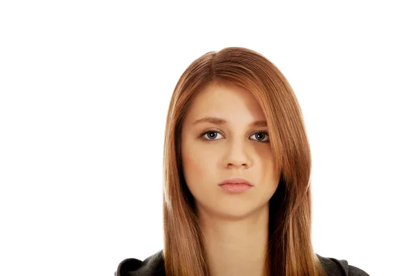 Portrait of teenage woman with serious face — Stock Photo, Image