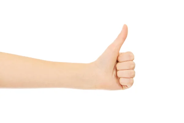 Womans hand showing thumb up — Stock Photo, Image