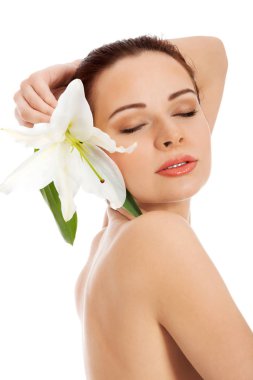 Güzellik kadını portre. Güzel model mükemmel taze temiz ten kızla. Vücut bakım kavramı