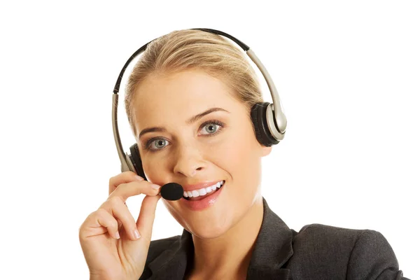 Call center vrouw praten met klant — Stockfoto