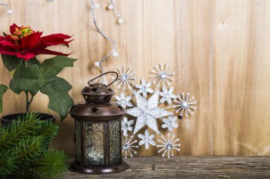 ahşap arka plan Christmas süsler