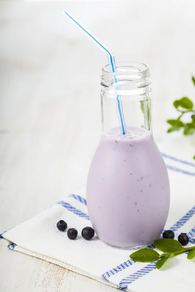 Joghurt oder Smoothie mit Blaubeeren — Stockfoto