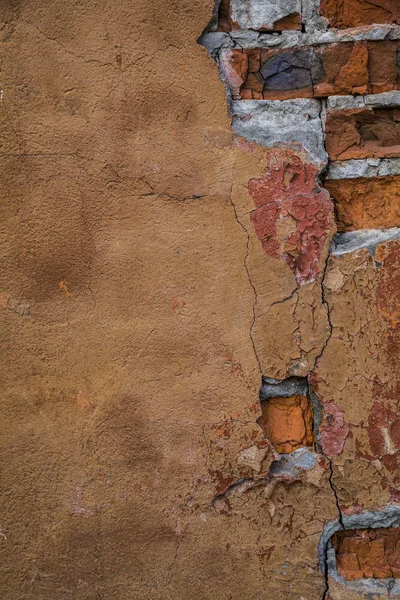 Mur en brique orange gros plan . — Photo