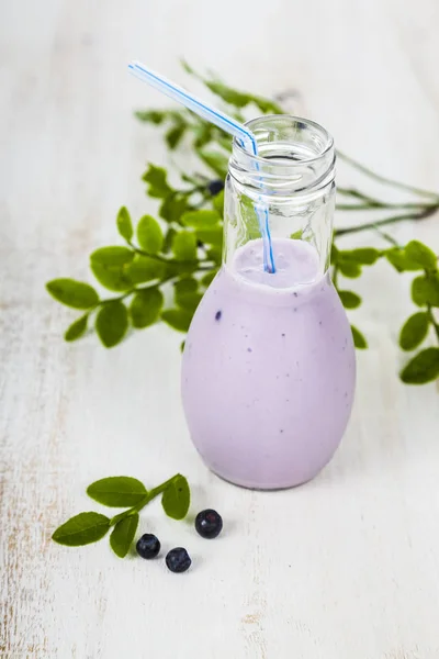 Smoothies ve olgun yaban mersini — Stok fotoğraf