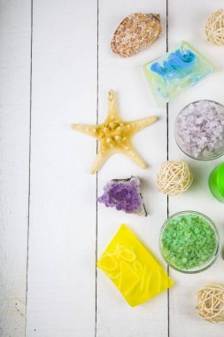 Spa uygulamaları ahşap tablo. 