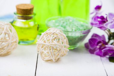 Spa uygulamaları ahşap tablo. 