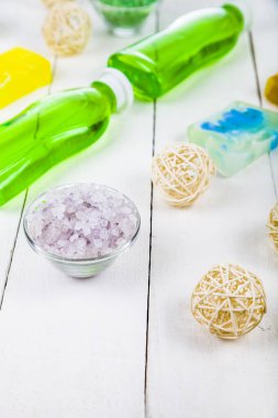 Spa uygulamaları ahşap tablo. 