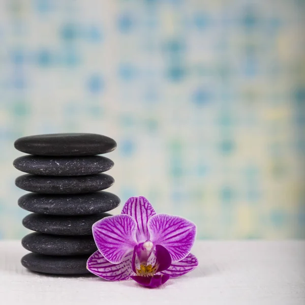 Спа камені і орхідея — стокове фото