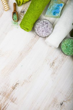 Spa uygulamaları ahşap tablo.