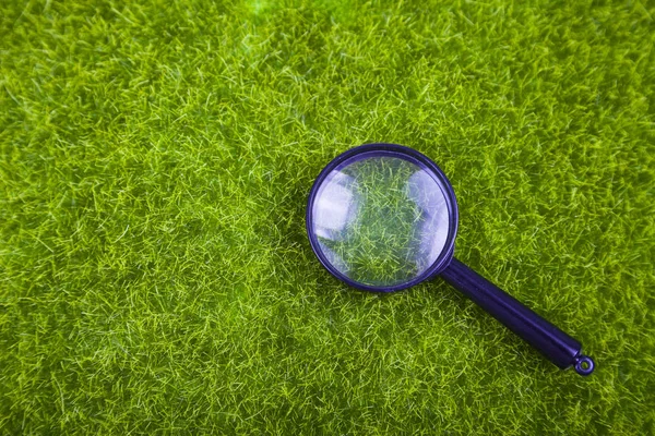 Magnifier on the grass — Stock Photo, Image