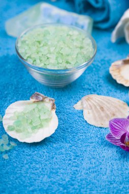 Spa uygulamaları üzerinde mavi bir havlu