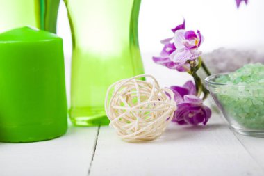 Spa uygulamaları ahşap tablo.  