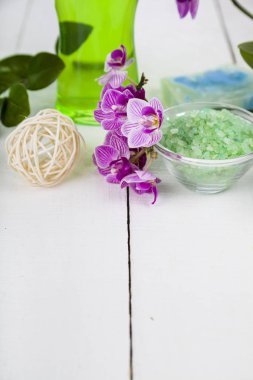 Spa uygulamaları ahşap tablo.  