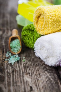 Spa uygulamaları ahşap tablo. 