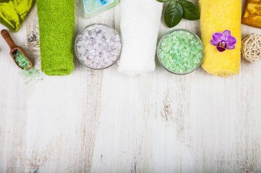 Spa uygulamaları ahşap tablo. 