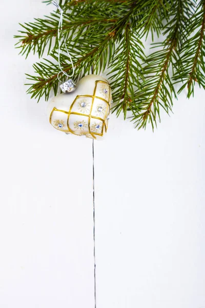 Christmas balls  and spruce branches — Stock Photo, Image
