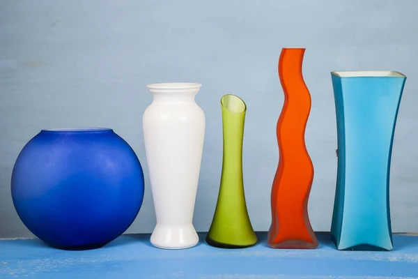 Five multi-colored vases — Stock Photo, Image