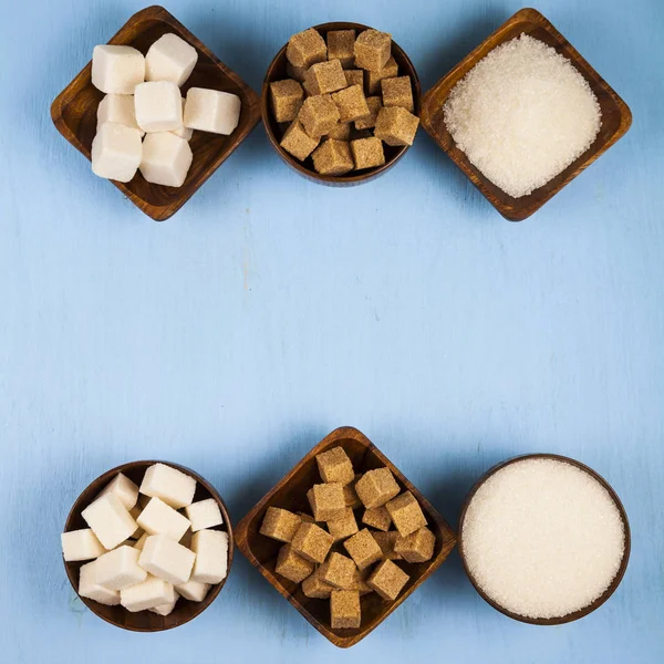 설탕, 평면도의 6 그릇 — 스톡 사진