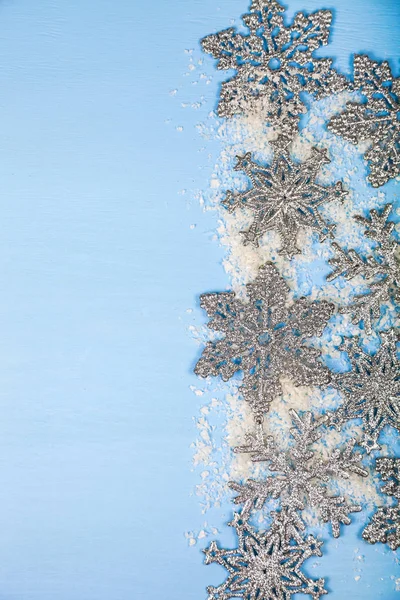 圣诞节的雪花和雪的边界 — 图库照片