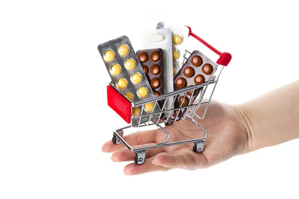 stock image Shopping trolley with pills 