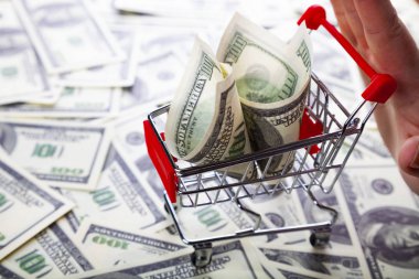 dolar ile alışveriş arabası