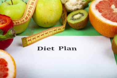 Gıda ve sayfaya bir diyet planı