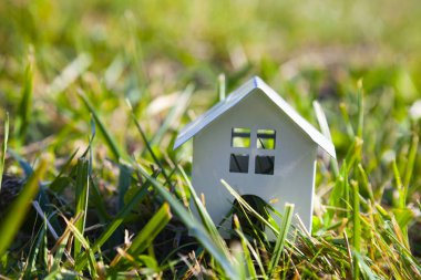 ev yeşil çimenlerin üzerinde.