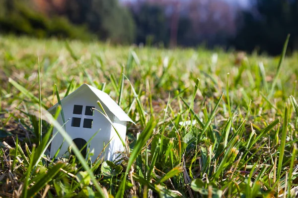 Casa na grama verde . — Fotografia de Stock