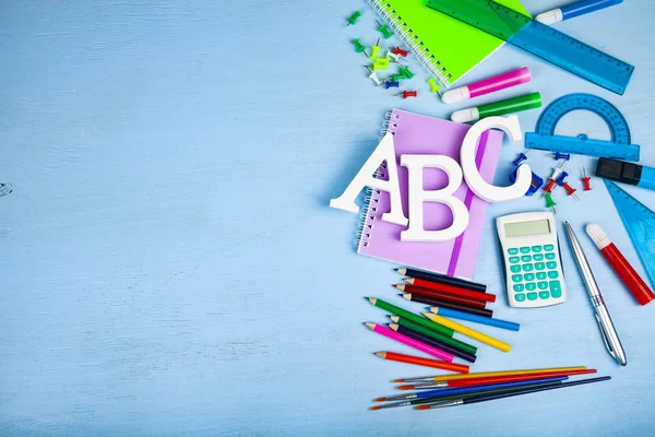 Items for the school and letters ABC — Stock Photo, Image