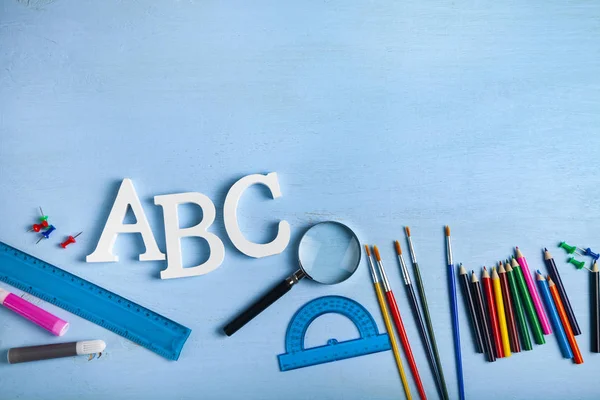 Items for the school and letters ABC — Stock Photo, Image