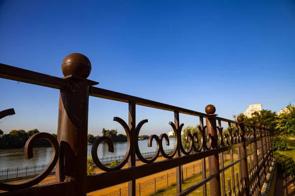 Embankment Kuban River Krasnodar Russia Fence Close — Stock Photo, Image