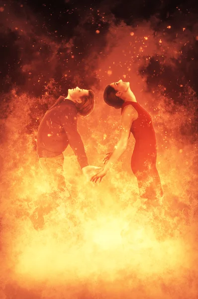 Femme et homme en feu — Photo