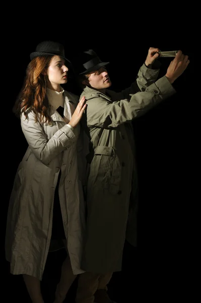 Man and woman spies — Stock Photo, Image