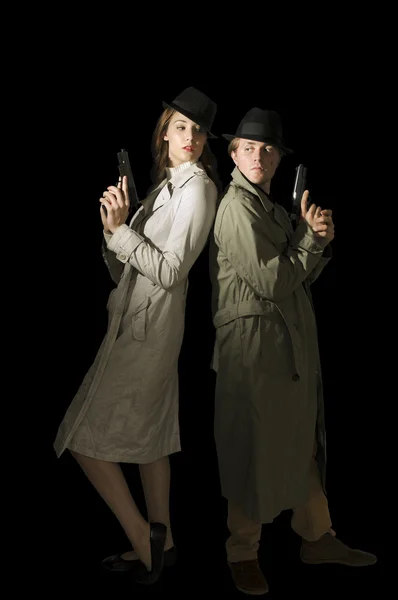 Man and woman spies — Stock Photo, Image