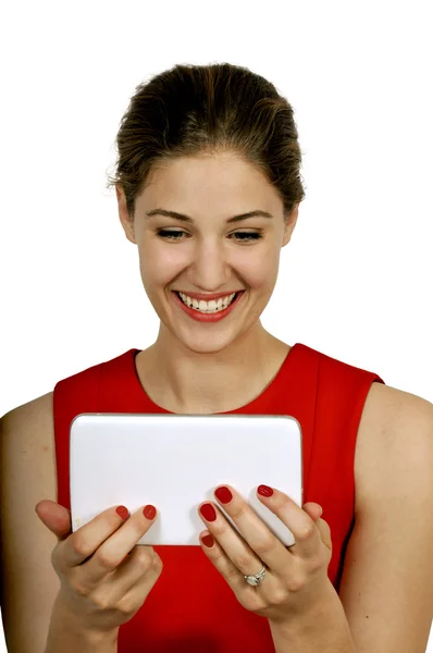 Žena užívající tablet — Stock fotografie