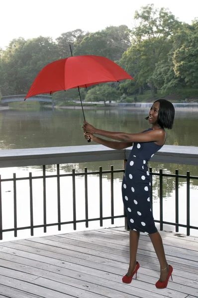 Woman Holding Umbrella — Stock Photo, Image